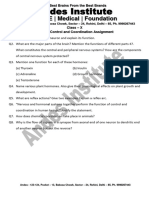 Class 10th Science Control and Coordination Assignment 16 - Nov - 2023