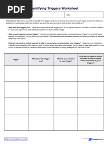 Identifying Triggers Worksheet