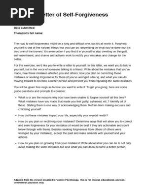 Letter of Self-Forgiveness