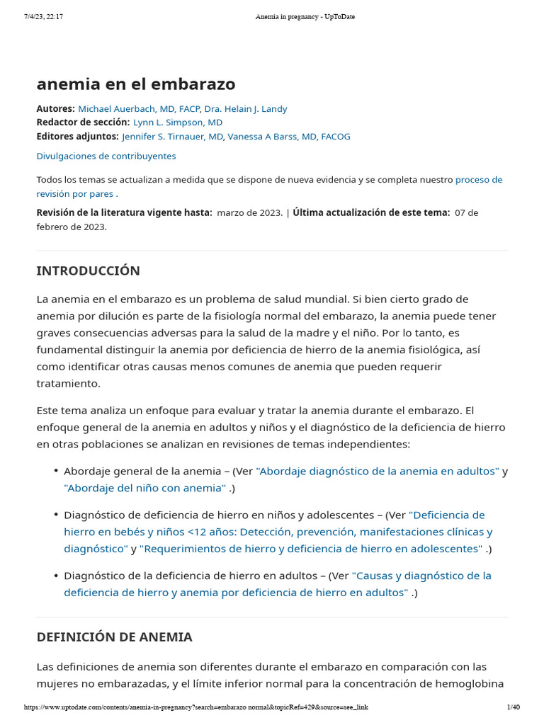 Tratamiento de la Anemia en el Embarazo | PDF | Anemia | Salud maternal
