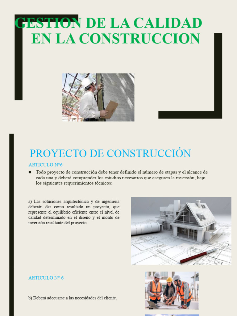 Gestión de Calidad en Proyectos de Construcción | PDF | Calidad ...