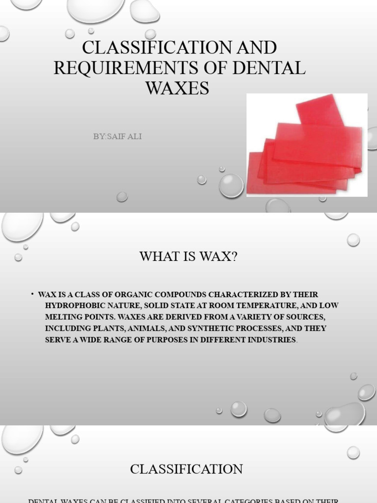 Classification of Dental Waxes | PDF
