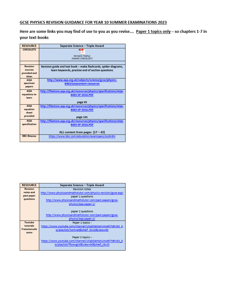 Year 10 Physics Revision | PDF