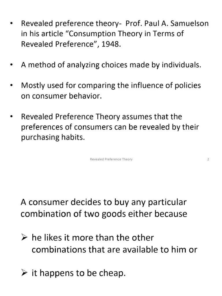 Revealed Preference Theory PDF