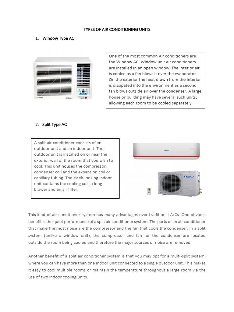 Overview of Air Conditioning Units | PDF | Air Conditioning | Physical ...