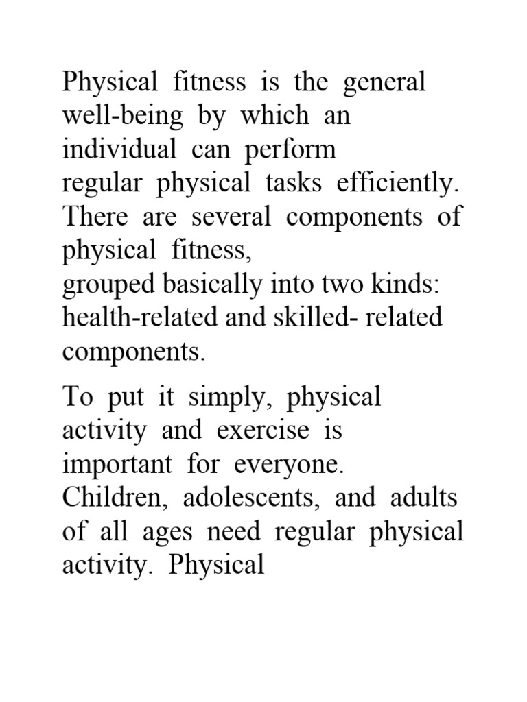 Physical Fitness Is The General Well PDF Flexibility (Anatomy