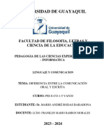 Diferencia Entre La Comunicación Oral y Escrita