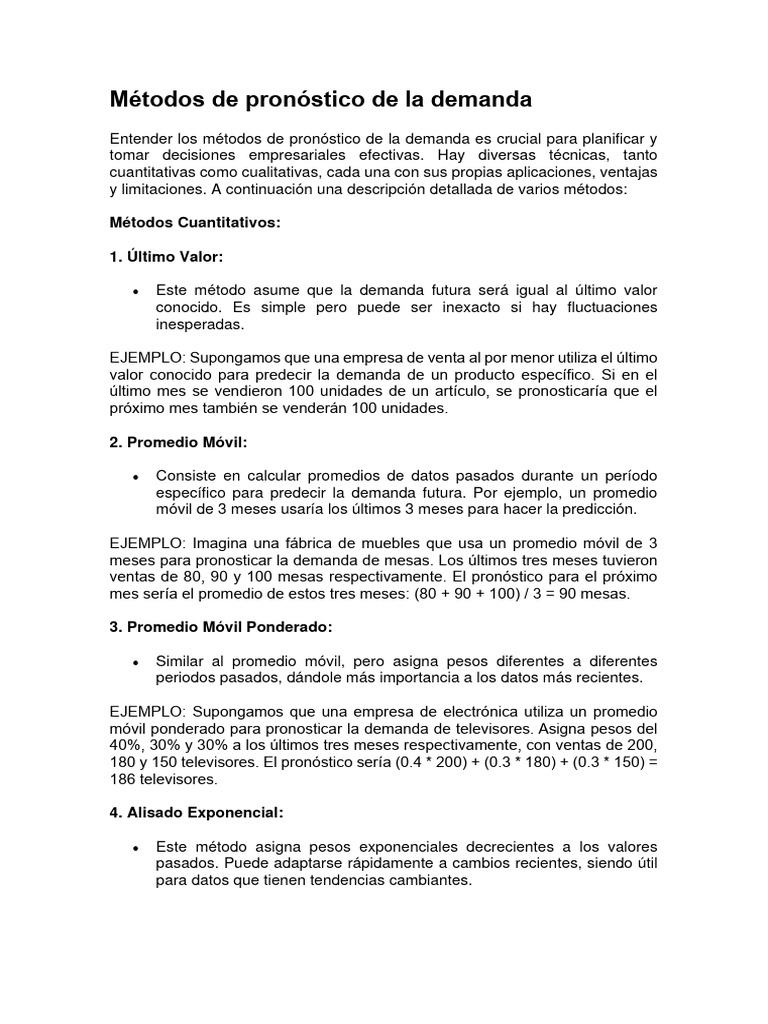 Métodos de Pronóstico de La Demanda | PDF | Investigación cuantitativa