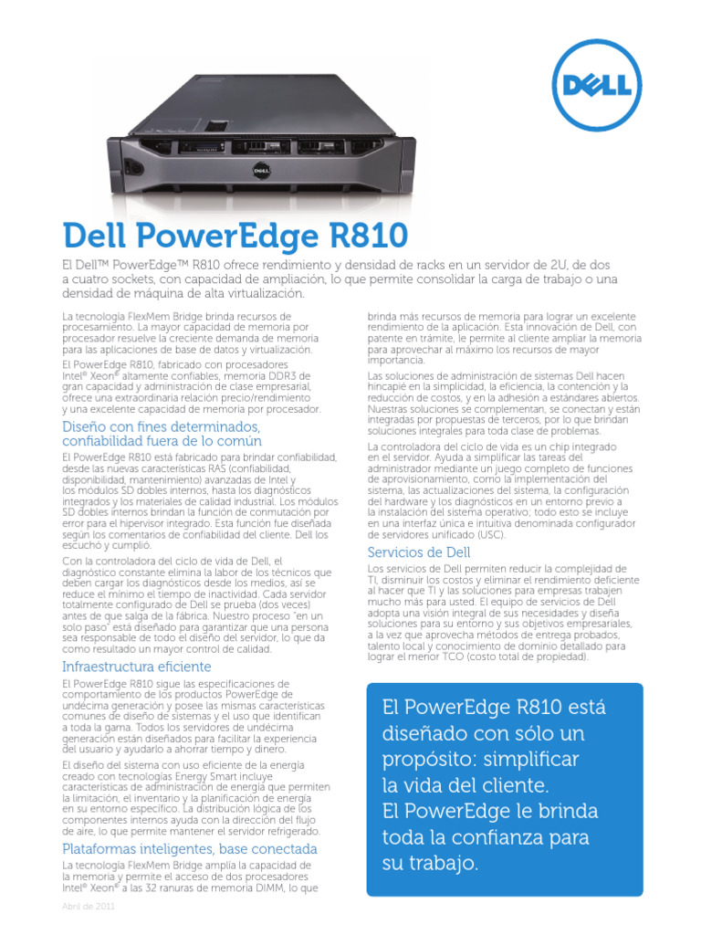 PowerEdge R810 Spec Sheet LA | PDF | Microprocesador | V Mware