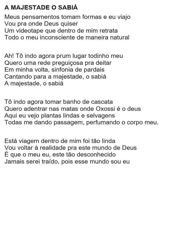 A Majestade o Sabiá | PDF