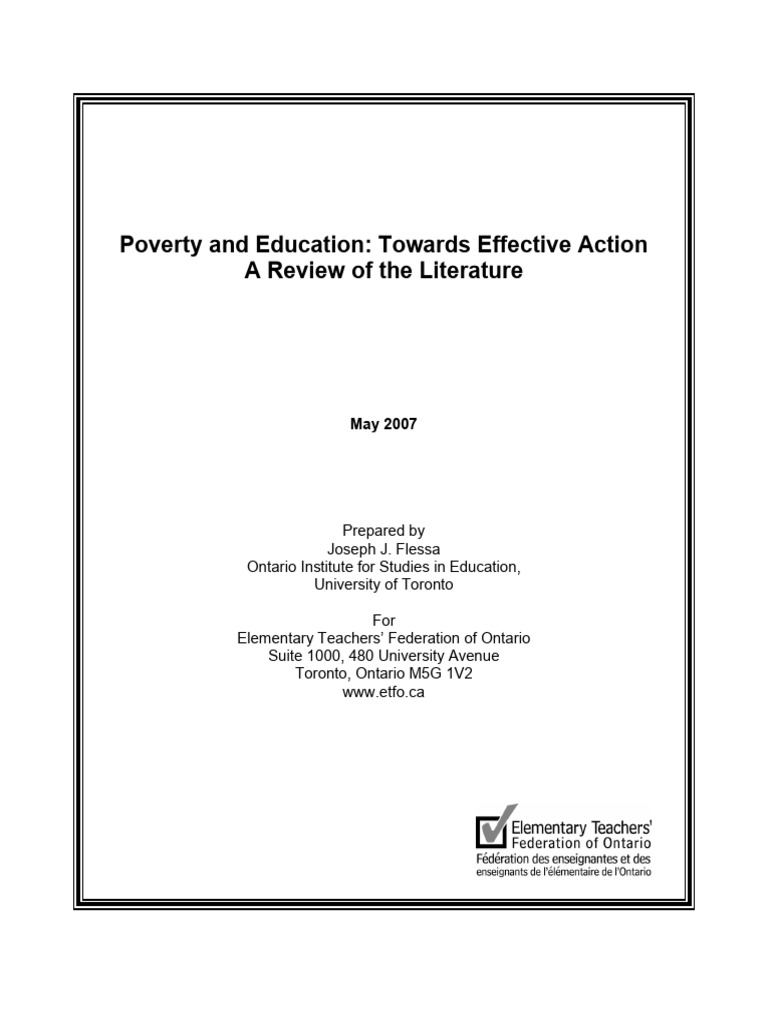 Poverty and education towards effective action a review of the
