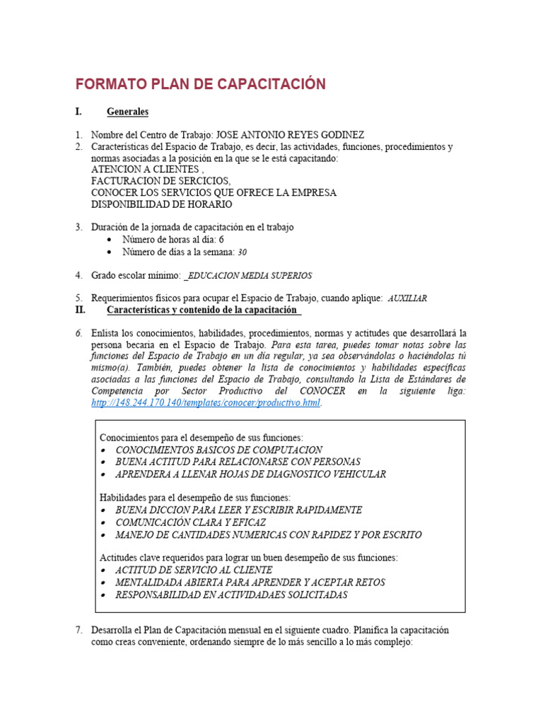 Plan de Capacitación en Atención a Clientes | PDF
