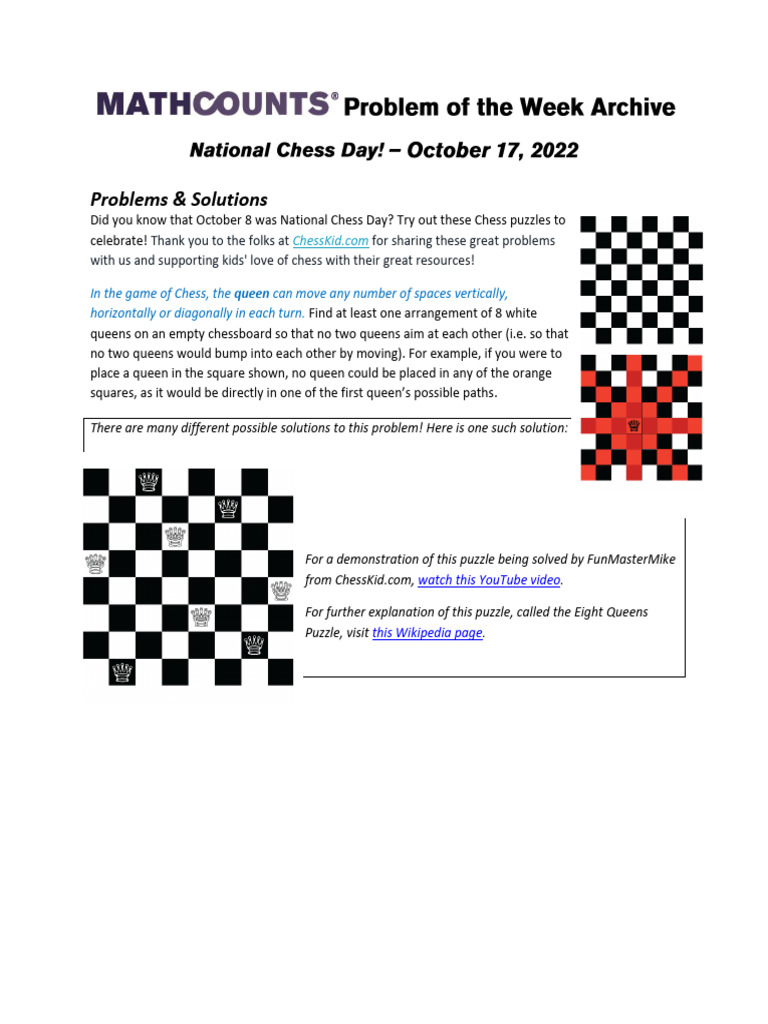 Chessboard Material and Checkmate Puzzles | PDF | Chess | Abstract ...