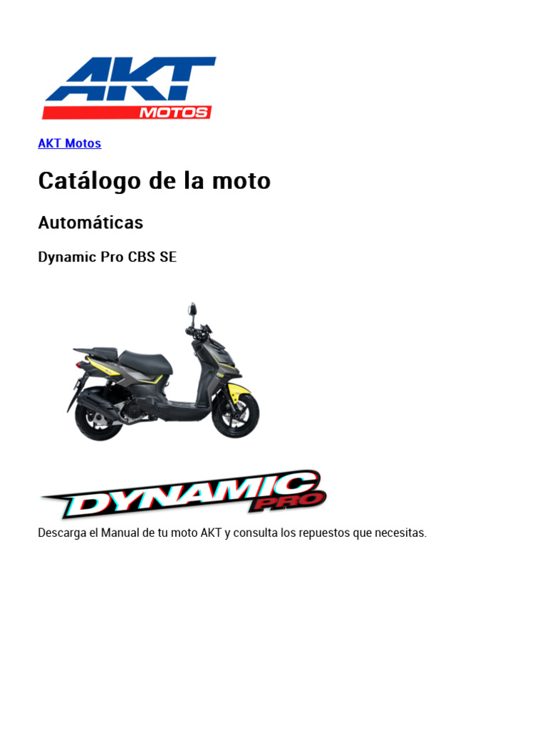 Catálogo de Repuestos AKT Dynamic Pro | PDF | Motores | Motor de ...