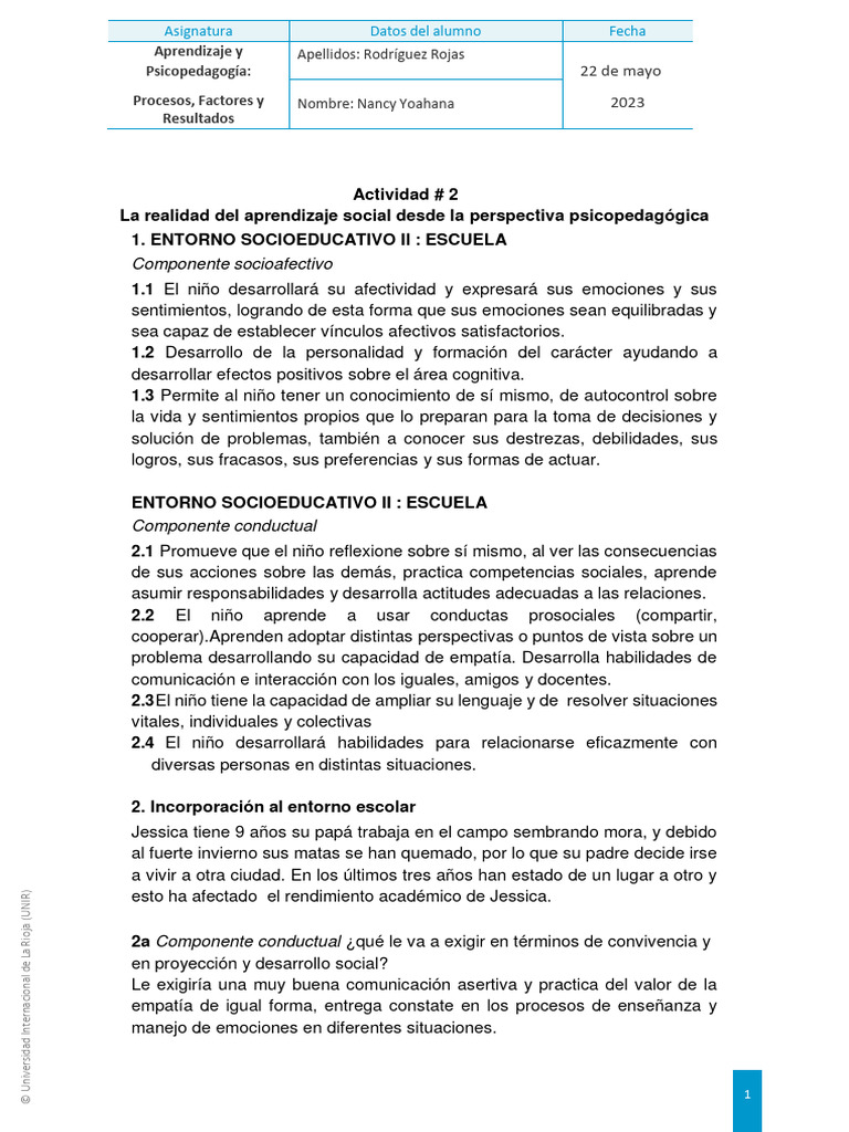 Actividad 2 Aprendizaje-2 | PDF | Aprendizaje | Las emociones