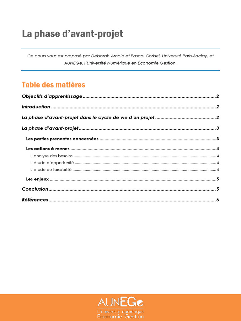 Phase d'Avant-Projet en Gestion de Projet | PDF | Business