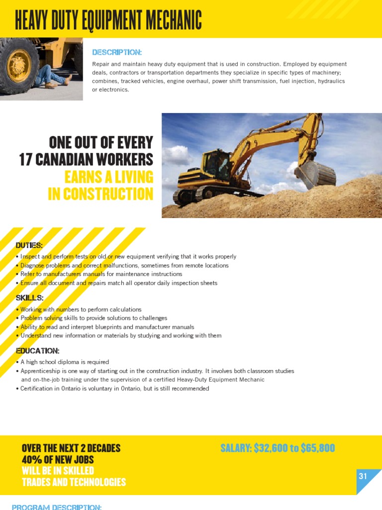 Heavy Duty Equipment Mechanic PDF Apprenticeship Ontario