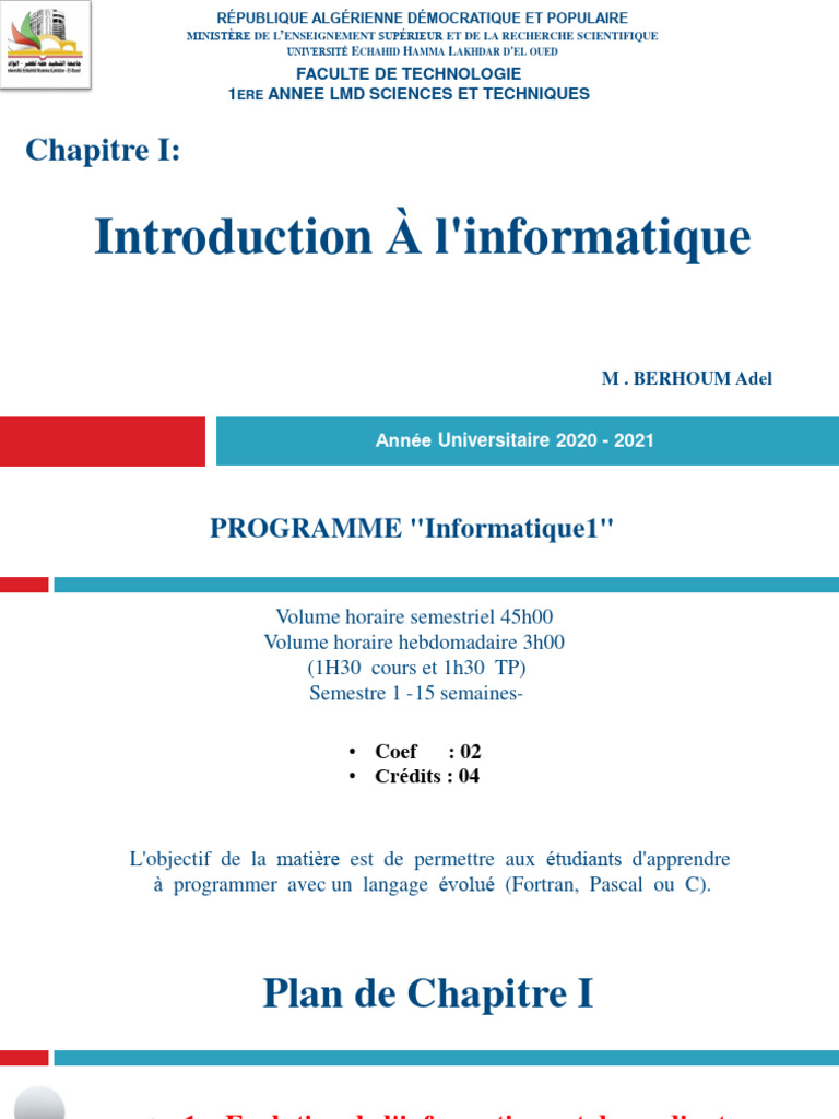 Introduction à l'informatique | PDF | Informatique | Système d'exploitation