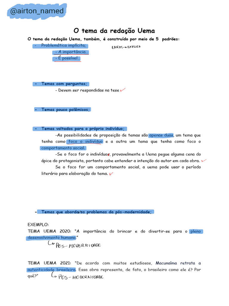 tema redação uel