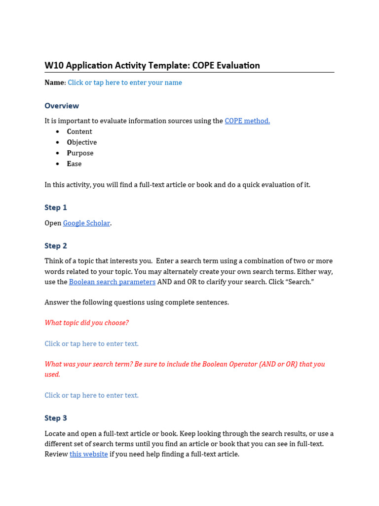 COPE Evaluation Template for Articles | PDF | Business | Self-Improvement