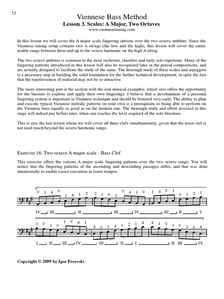 Viennese Bass Method Lesson 3 Scales PDF Double Bass Scale (Music)
