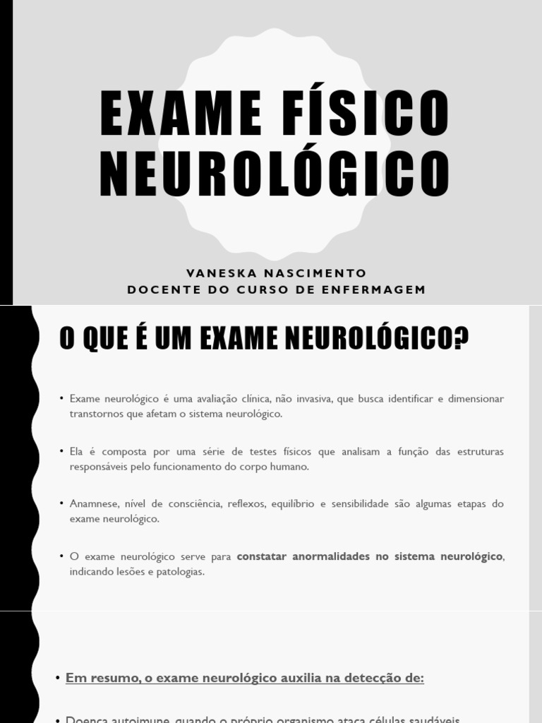 Exame Físico Neurológico: Descrição e Etapas | PDF | Nervo ...