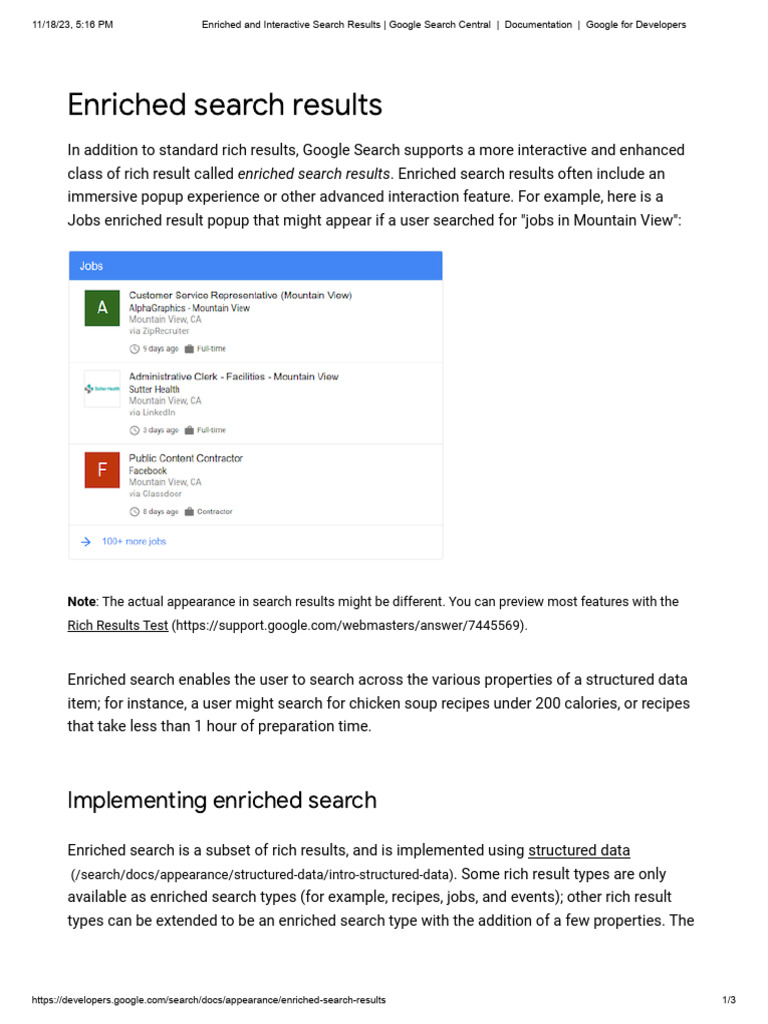 Enriched and Interactive Search Results Google Search Central
