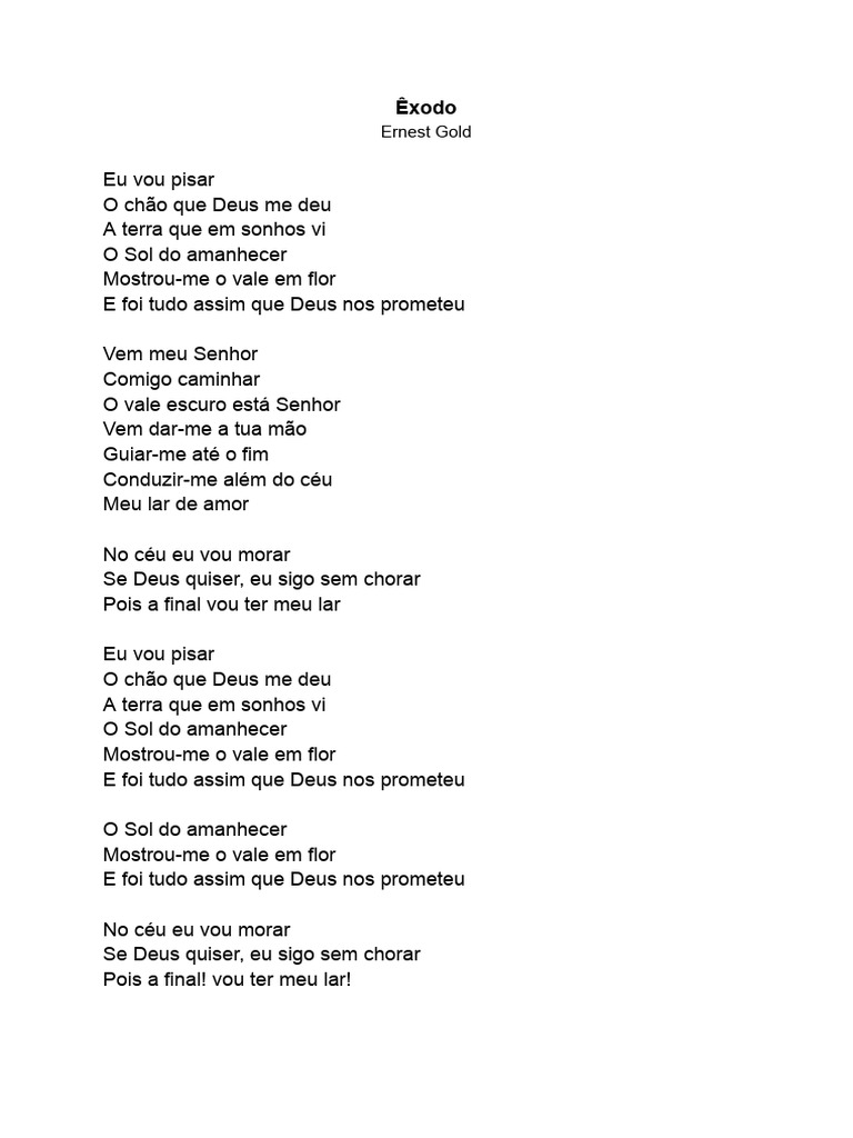 LETRA - Êxodo | PDF | Artes Linguísticas e Disciplina | Arte