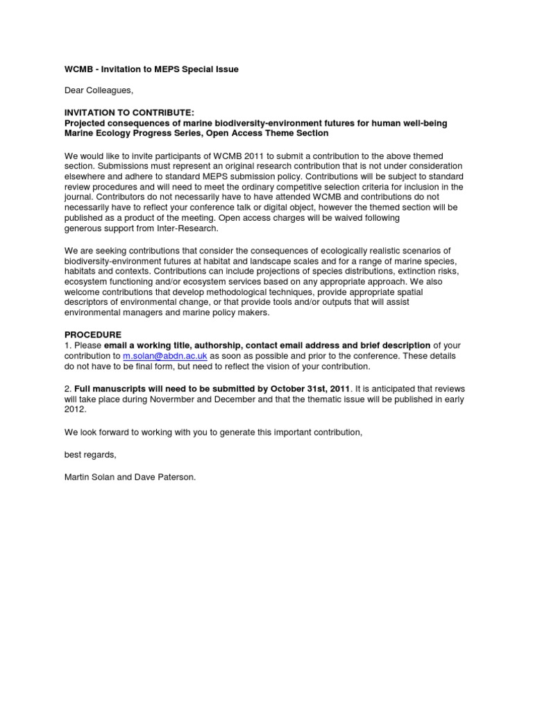 MEPS Special Issue Invitation | PDF