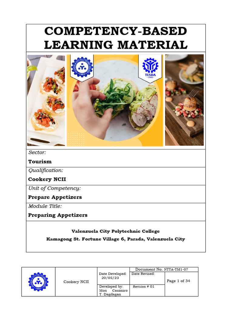 (F) CBLM (Prepare Appetizers) | PDF | Hors D'oeuvre | Food Ingredients