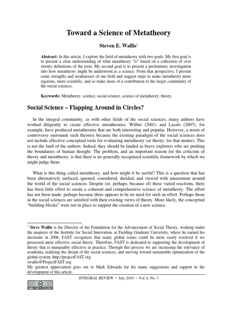 Defining Metatheory in Social Sciences | PDF | Theory | Science