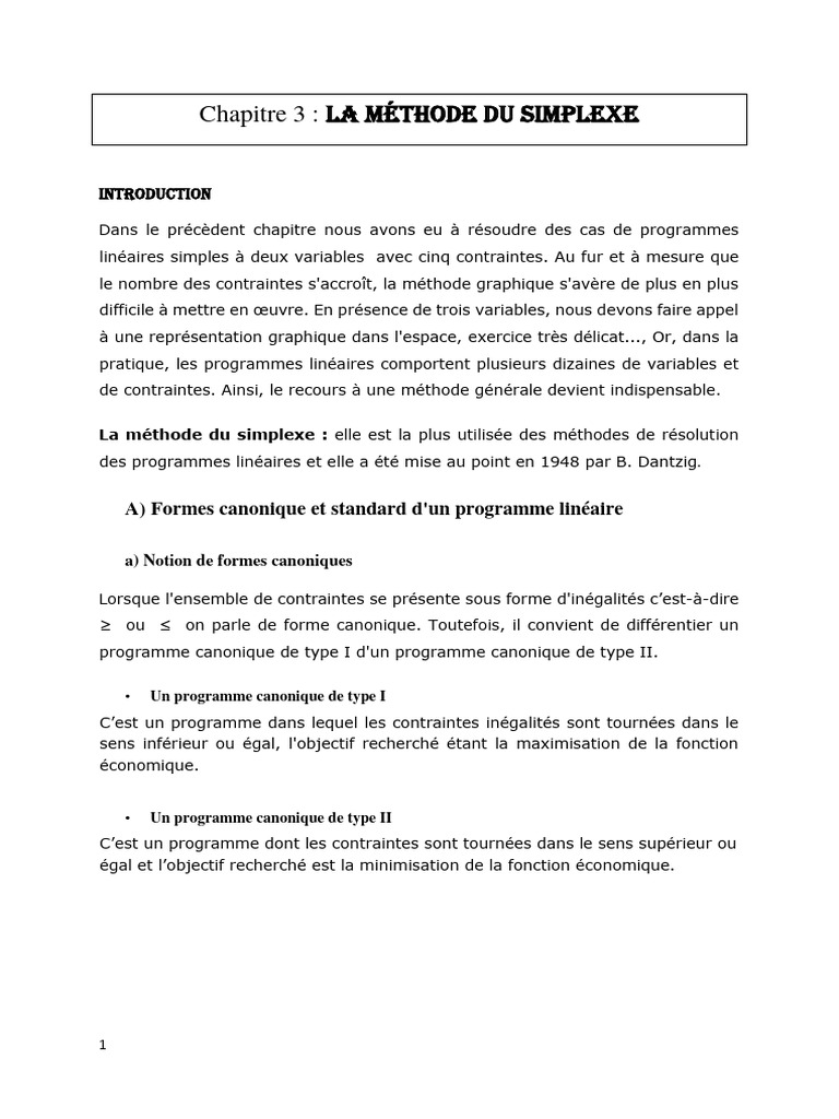 La Méthode Du Simplexe | PDF | Optimisation mathématique | Optimisation ...