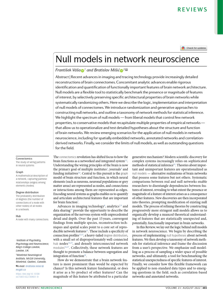 Null Models in Network Neuroscience: František Váša and Bratislav Miši ...