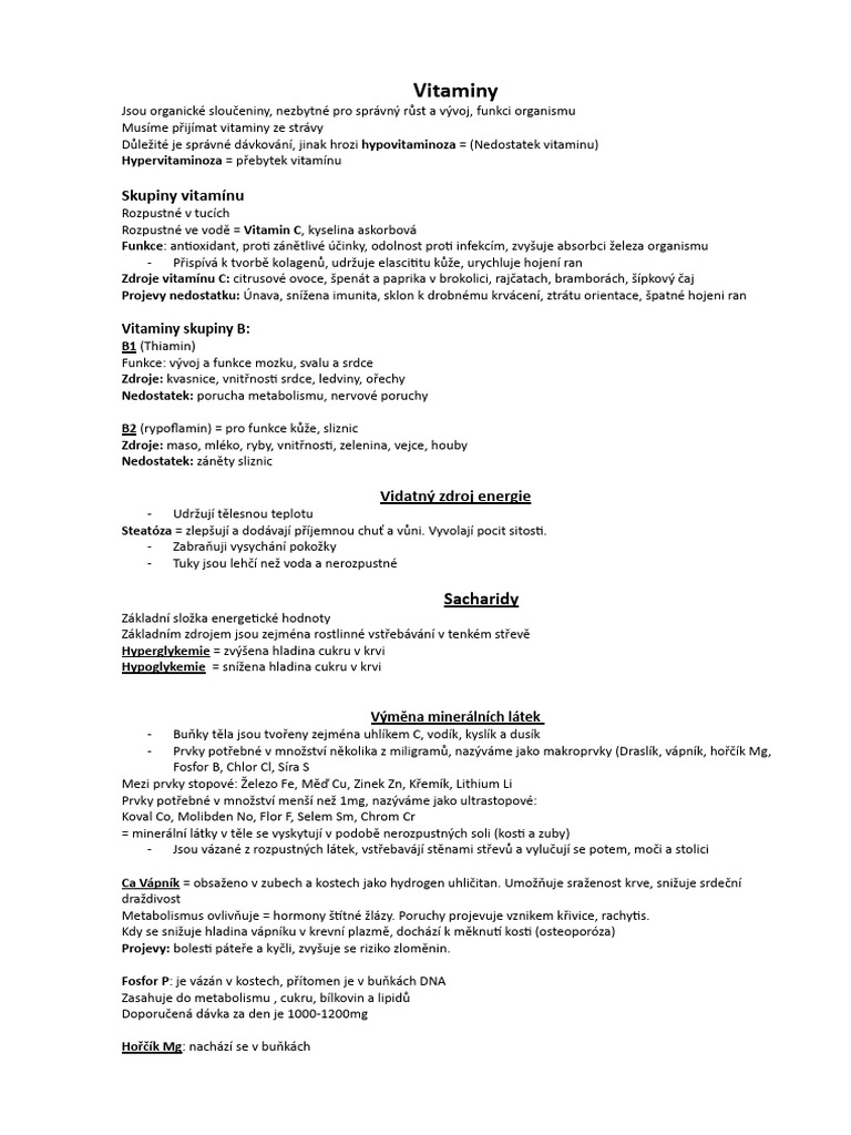 Vitaminy: Skupiny Vitamínu | PDF