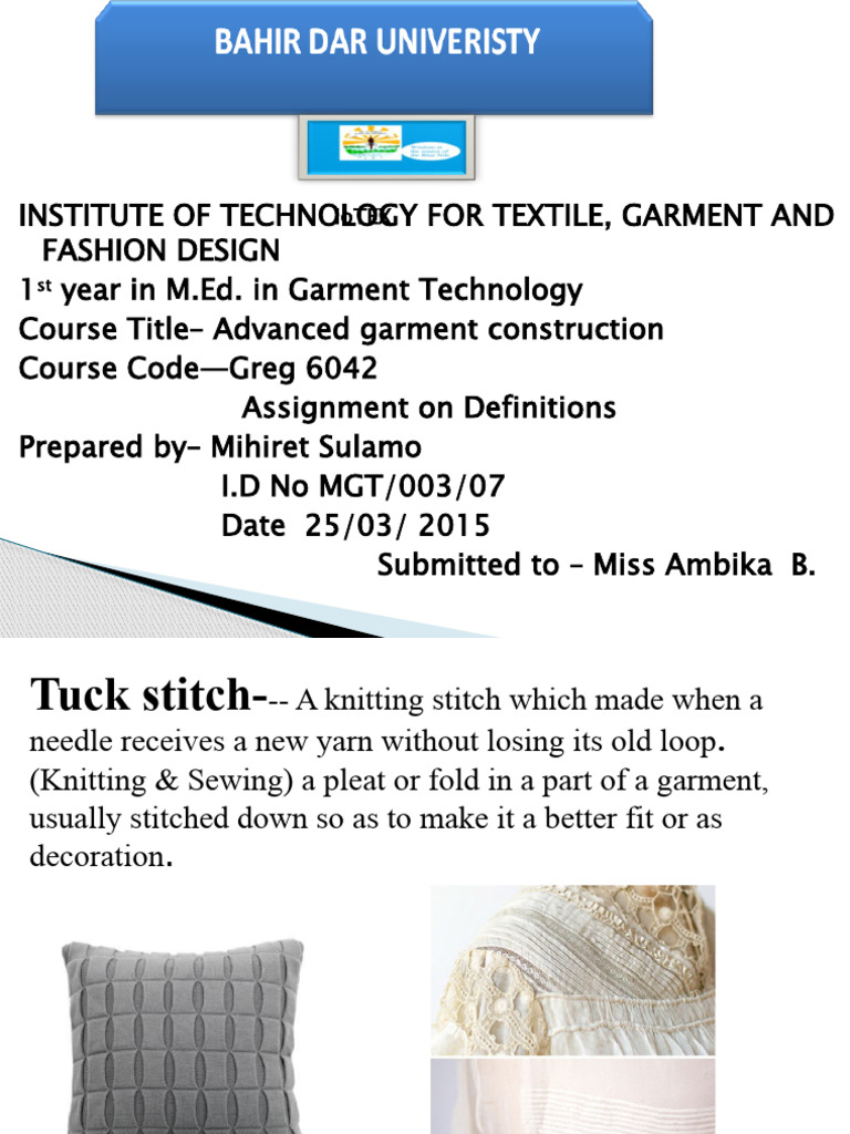 Definitions of Terminologies Inadvanced Garment Construction PDF