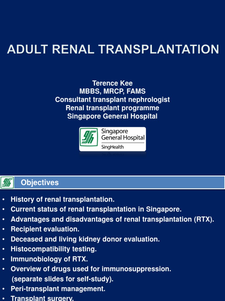Overview of Renal Transplantation in Singapore | PDF | Kidney ...