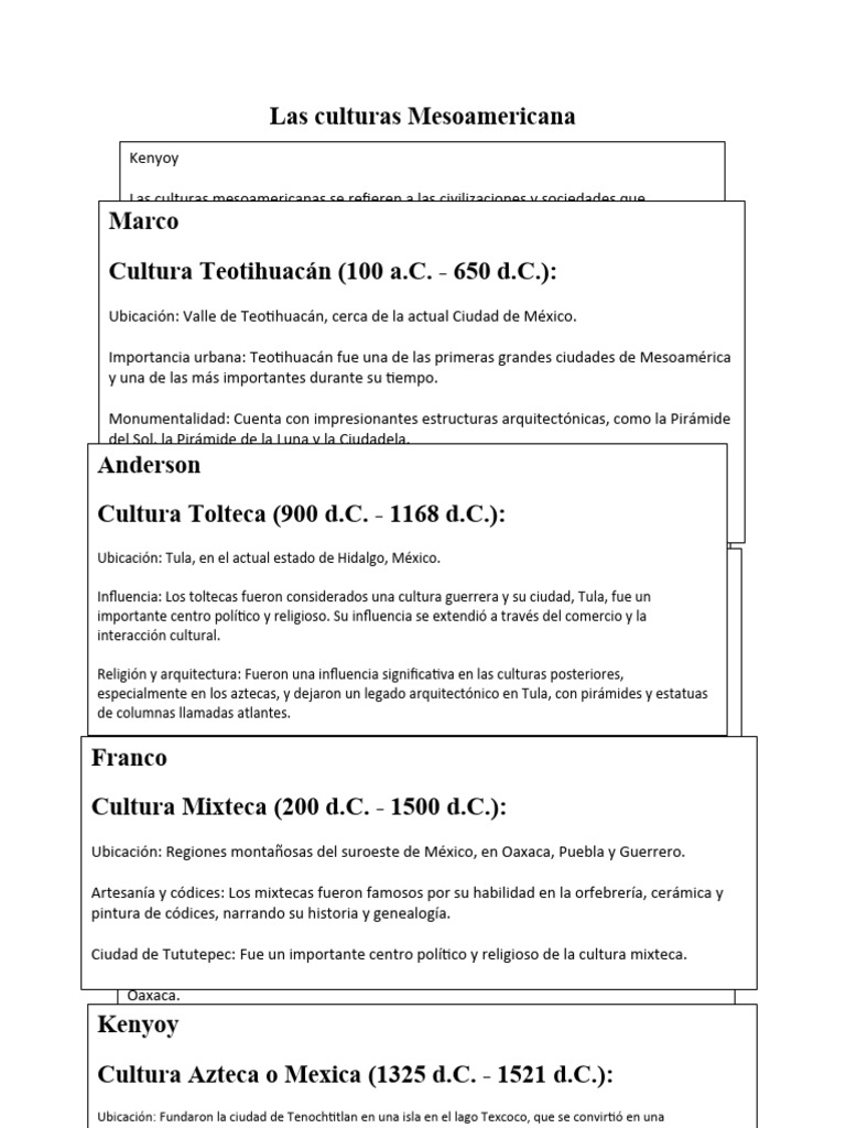 Culturas Mesoamericanas Pdf Mesoamérica Civilización Maya