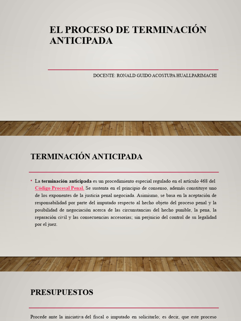 Proceso de Terminación Anticipada | PDF | Fiscal | Procedimiento Criminal