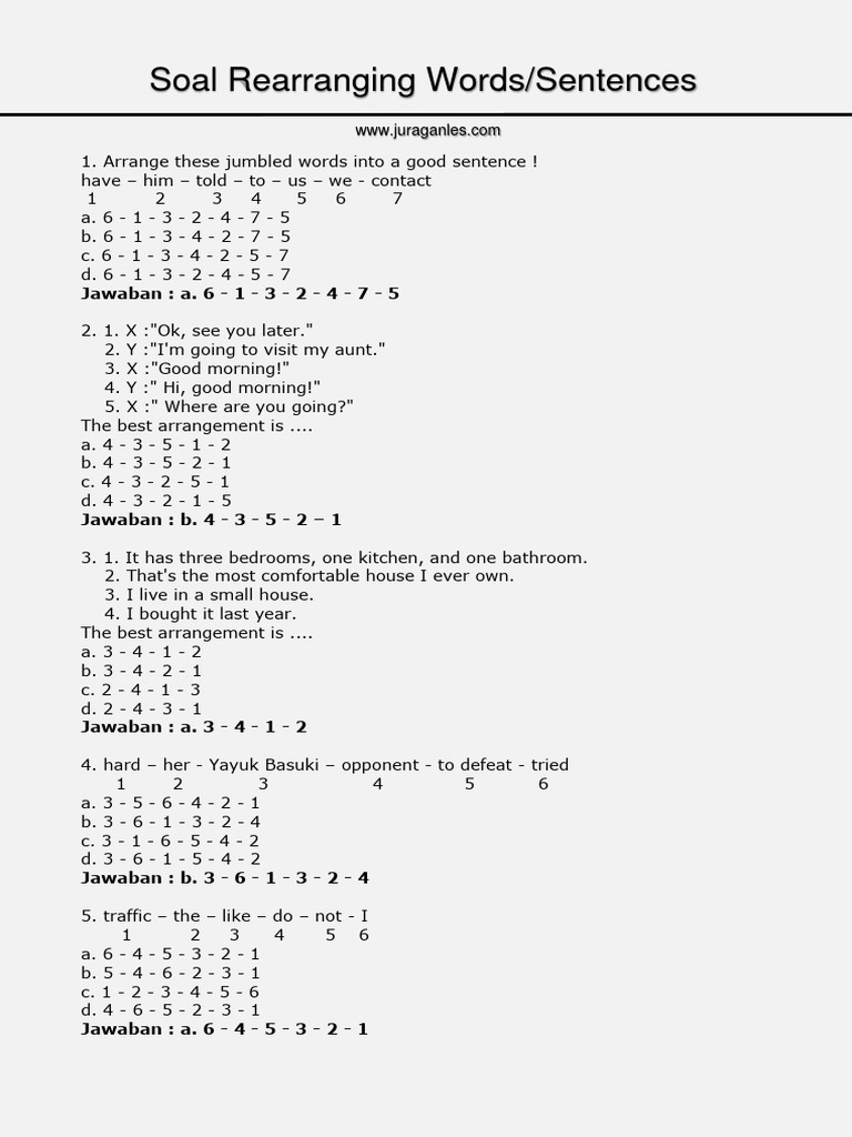 Soal Rearranging Words and Sentences PDF Radio Electronics