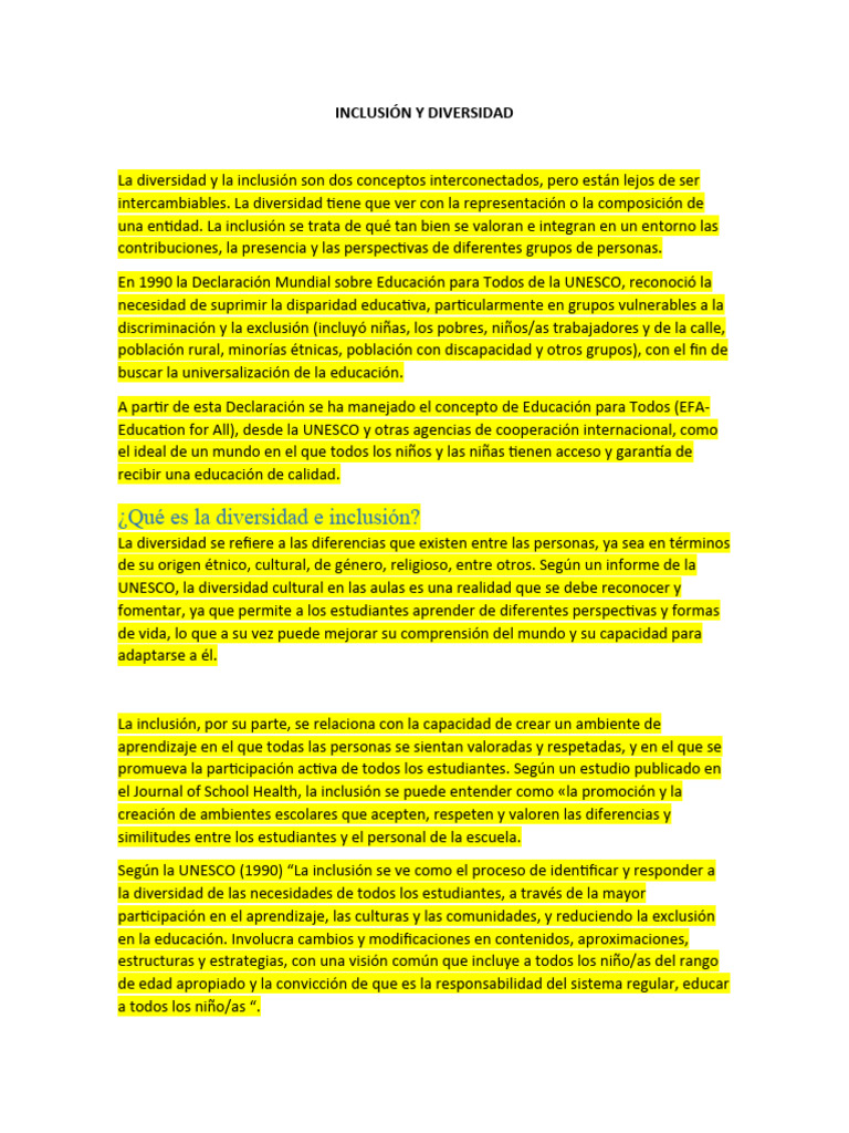 Diversidad e Inclusión en Educación | PDF | Inclusión (Educación ...