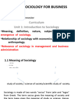 Sociology For Business - Unit 1 & 2