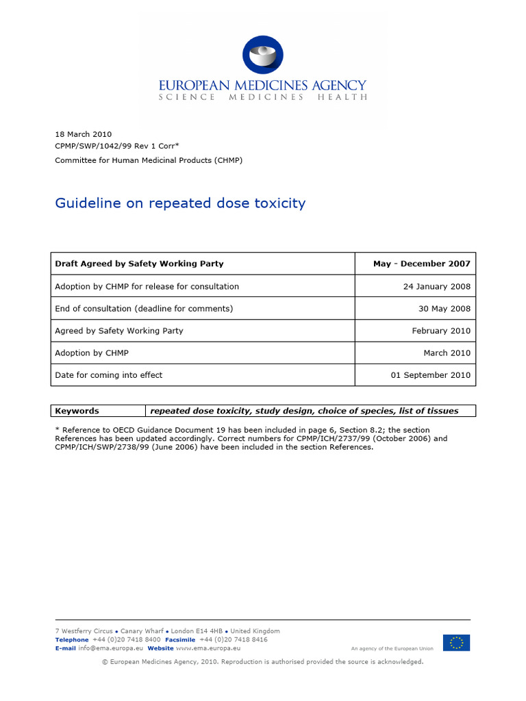 Guideline Repeated Dose Toxicity Revision 1 En Pdf Toxicity