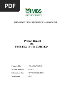 Project Report c92877 DHRM Imbs