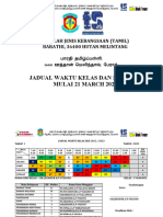 Jadual Waktu Kelas Dan Peribadi Mulai 21 March 2022: Sekolah Jenis Kebangsaan (Tamil) Barathi, 36400 Hutan Melintang