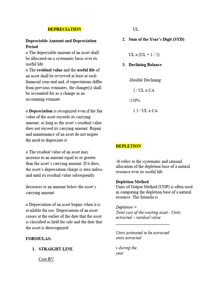 Depreciation Depletion PDF Depreciation Financial Accounting
