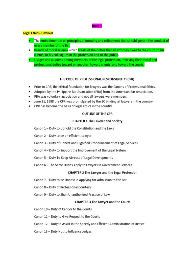 Legal Ethics Reviewer PDF Lawyer Legal Ethics