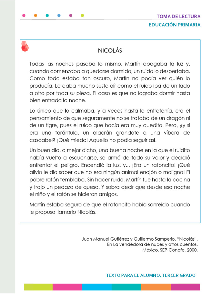 Lectura Tercer Grado Pdf