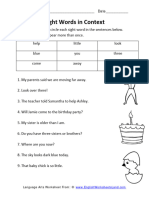 Dolch Preprimer Sight Words - Worksheet 1