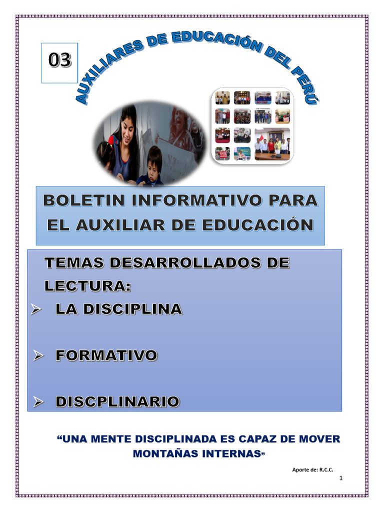 Funciones y Disciplina de Auxiliares Educativos en Perú | PDF ...