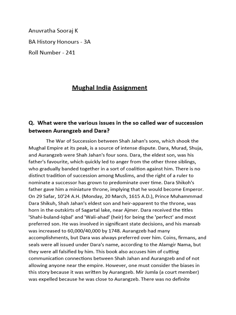 Assignment Mughal India | PDF